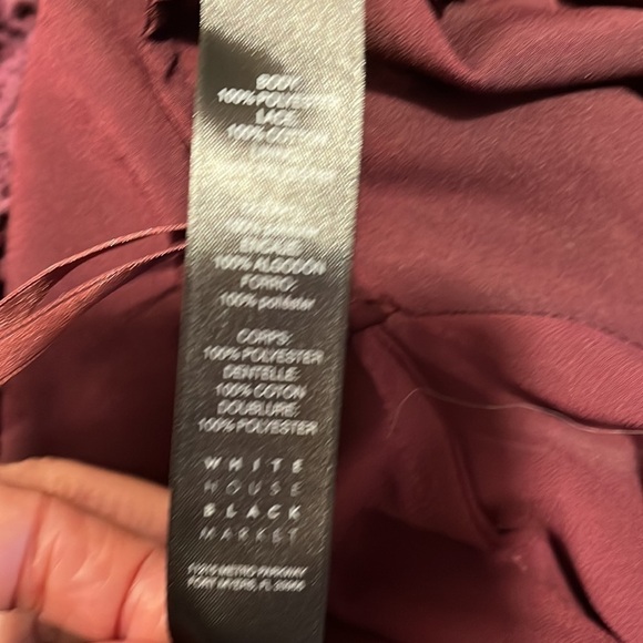 WHBM Burgundy Flowy Crochet Trim Blouse Sz M EUC - Picture 7 of 8